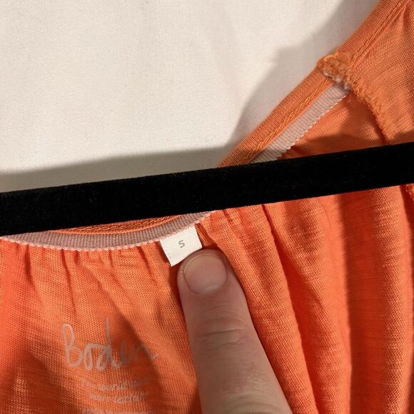 Boden Blouse Women's Small Orange Off the Shoulder 3/4 Baloon Sleeve Cotton - Picture 5 of 10